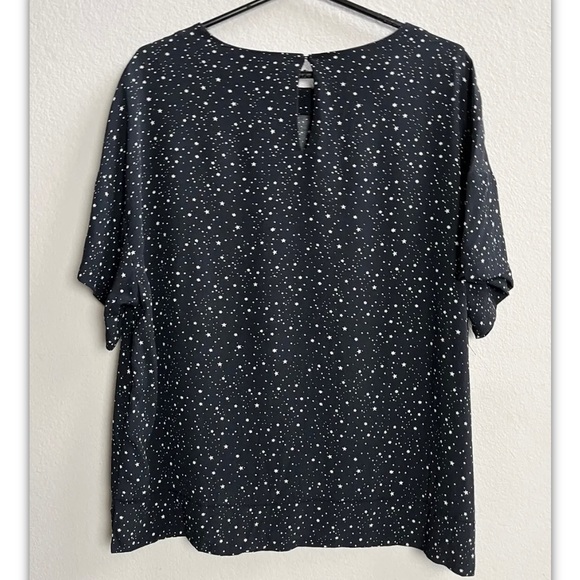 H&M BLACK WHITE CELESTIAL PRINT SHORT SLEEVE BLOUSE HIGH LOW SIZE 12 PRE-OWNED - Picture 5 of 5